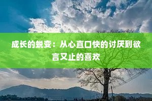 成长的蜕变：从心直口快的讨厌到欲言又止的喜欢