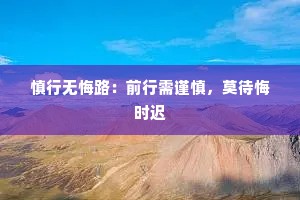 慎行无悔路：前行需谨慎，莫待悔时迟