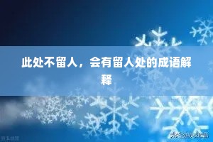 此处不留人，会有留人处的成语解释