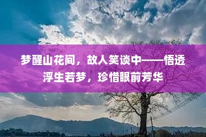 梦醒山花间，故人笑谈中——悟透浮生若梦，珍惜眼前芳华
