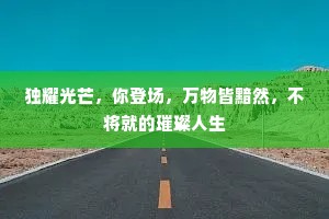 独耀光芒，你登场，万物皆黯然，不将就的璀璨人生