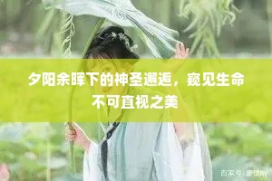 夕阳余晖下的神圣邂逅，窥见生命不可直视之美