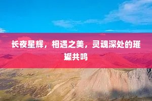 长夜星辉，相遇之美，灵魂深处的璀璨共鸣