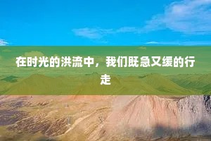 在时光的洪流中，我们既急又缓的行走