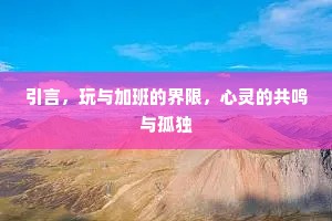 引言，玩与加班的界限，心灵的共鸣与孤独