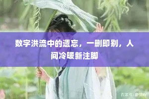 数字洪流中的遗忘，一删即别，人间冷暖新注脚