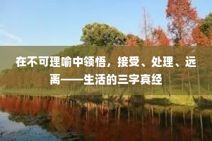 在不可理喻中领悟，接受、处理、远离——生活的三字真经