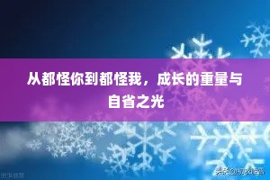 从都怪你到都怪我，成长的重量与自省之光