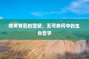 微笑背后的坚韧，无可奈何中的生命哲学