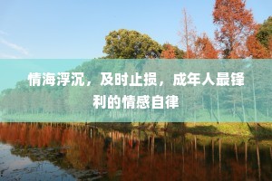 情海浮沉，及时止损，成年人最锋利的情感自律