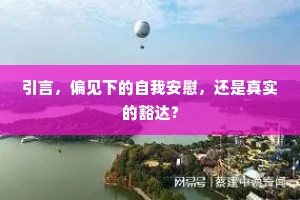 引言，偏见下的自我安慰，还是真实的豁达？