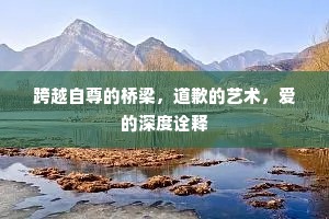 跨越自尊的桥梁，道歉的艺术，爱的深度诠释