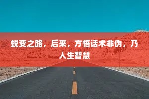 蜕变之路，后来，方悟话术非伪，乃人生智慧