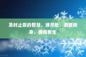 及时止损的智慧，缘尽处，洒脱转身，拥抱新生
