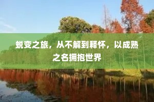 蜕变之旅，从不解到释怀，以成熟之名拥抱世界
