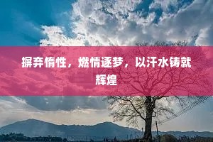 摒弃惰性，燃情逐梦，以汗水铸就辉煌
