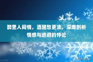 醉里人间情，酒醒愁更浓，深度剖析情感与逃避的悖论