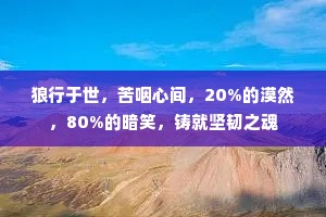 狼行于世，苦咽心间，20%的漠然，80%的暗笑，铸就坚韧之魂