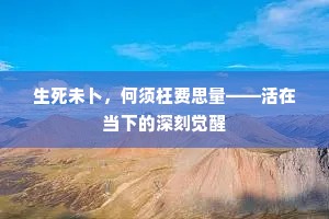生死未卜，何须枉费思量——活在当下的深刻觉醒