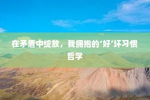 在矛盾中绽放，我拥抱的‘好’坏习惯哲学