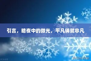 引言，暗夜中的微光，平凡铸就非凡