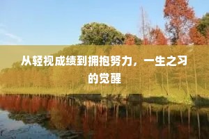 从轻视成绩到拥抱努力，一生之习的觉醒