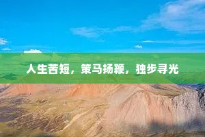 人生苦短，策马扬鞭，独步寻光
