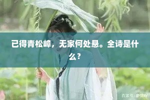 青山秋后梦，黄叶雨中诗。出自哪首诗？