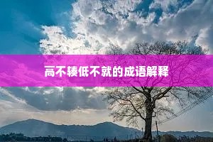 高不辏低不就的成语解释