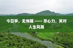 今日事，无悔眠 —— 尽心力，笑对人生风雨