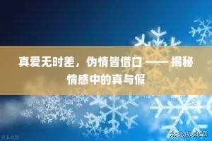 真爱无时差，伪情皆借口 —— 揭秘情感中的真与假
