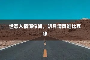 世态人情深似海，明月清风难比其味