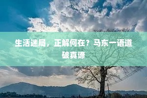 生活迷局，正解何在？马东一语道破真谛