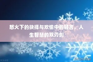 怒火下的抉择与欢愉中的轻言，人生智慧的双刃剑