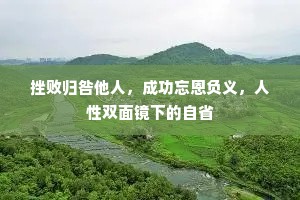 挫败归咎他人，成功忘恩负义，人性双面镜下的自省