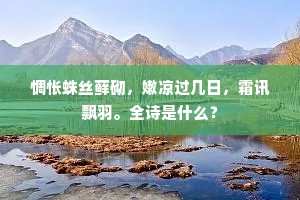 幸自清贫，何妨乐趣，谱入瑶琴调。下一句是什么？
