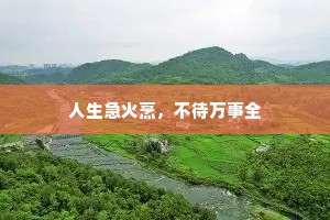人生急火烹，不待万事全