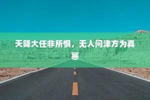 天降大任非所惧，无人问津方为真寒