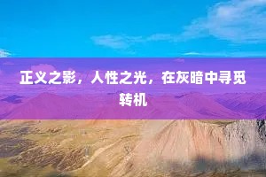 正义之影，人性之光，在灰暗中寻觅转机