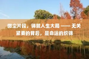 微尘片段，铸就人生大局 —— 无关紧要的背后，是命运的织锦