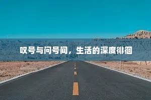 叹号与问号间，生活的深度徘徊