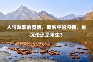 人性深渊的觉醒，卑劣中的习惯，是沉沦还是重生？