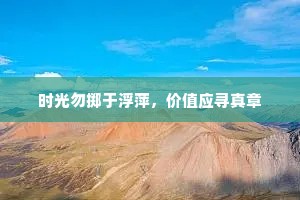 时光勿掷于浮萍，价值应寻真章