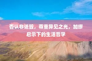 否认非诋毁，尊重异见之光，加缪启示下的生活哲学