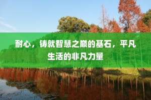 耐心，铸就智慧之巅的基石，平凡生活的非凡力量