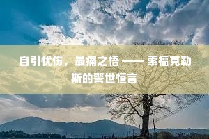 自引忧伤，最痛之悟 —— 索福克勒斯的警世恒言