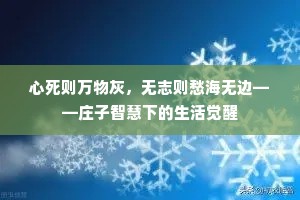 心死则万物灰，无志则愁海无边——庄子智慧下的生活觉醒