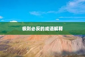 极则必反的成语解释