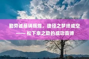 勤劳诚恳铸辉煌，捷径之梦终成空 —— 松下幸之助的成功真谛