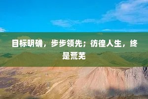 目标明确，步步领先；彷徨人生，终是荒芜
